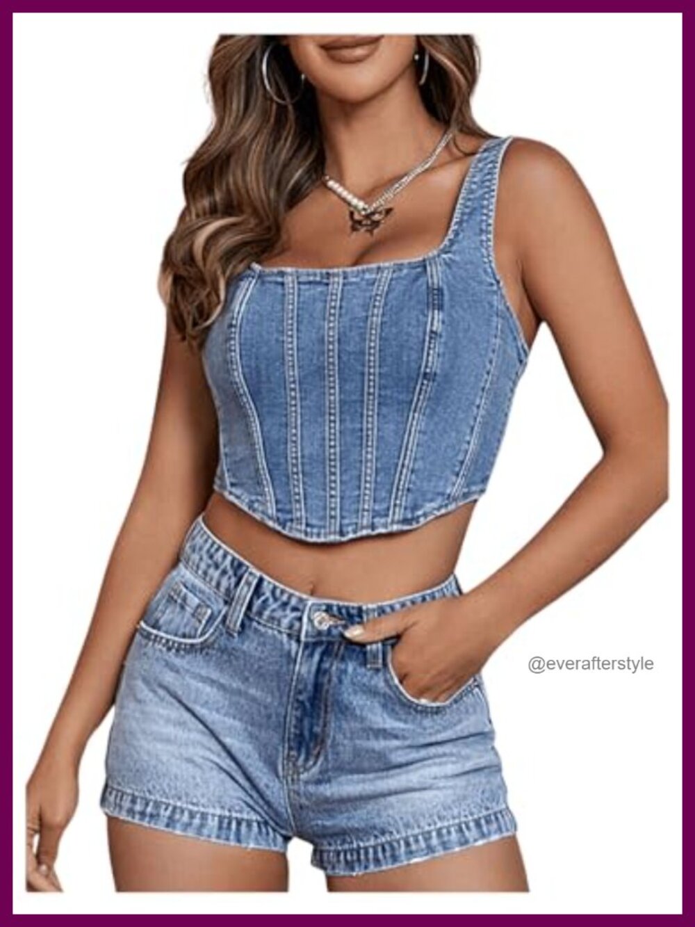 Square Neck Sleeveless Corset Zip Up Back Crop Top